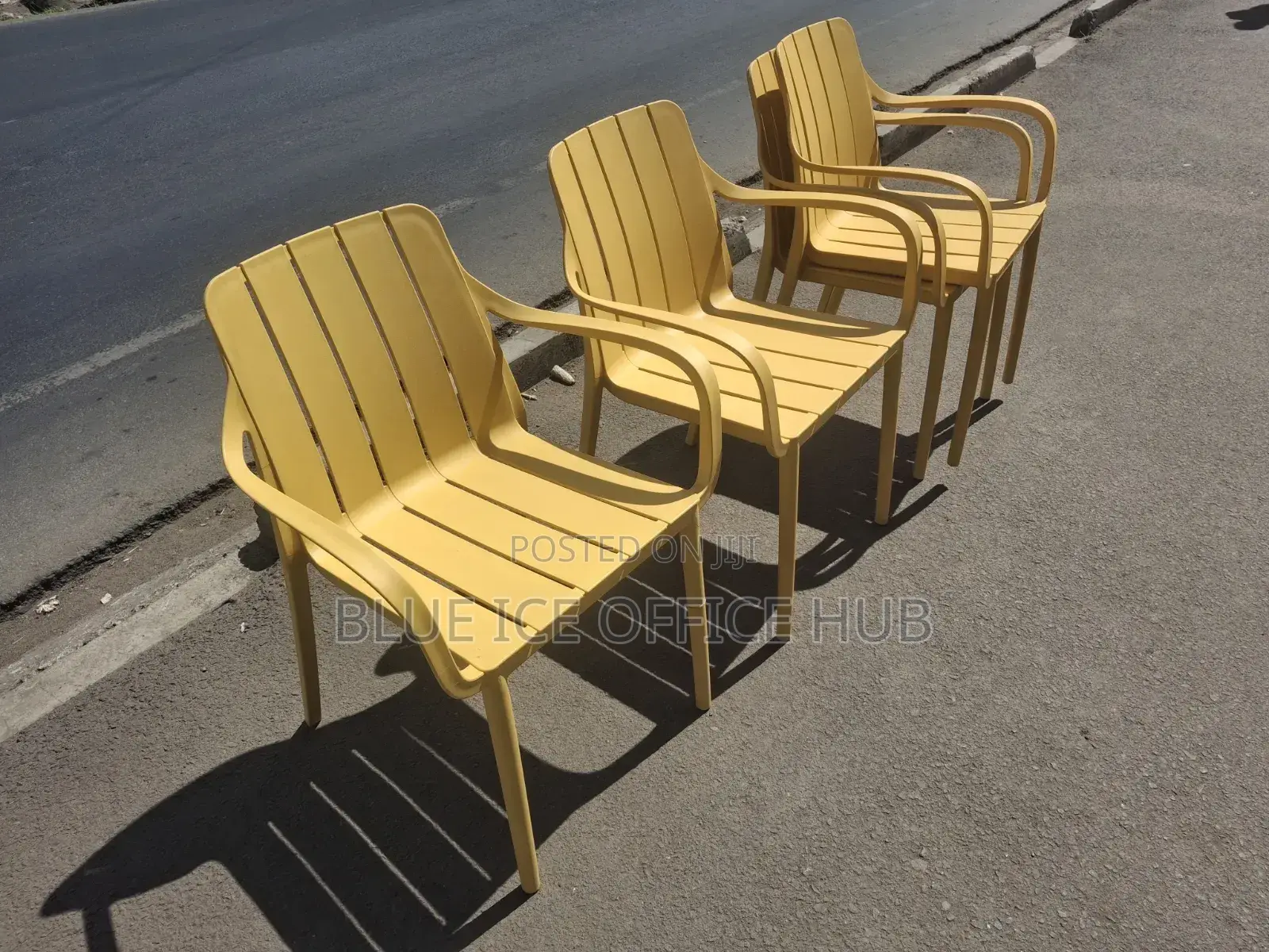 Yellow Outdoor Plastic Chair With Arms