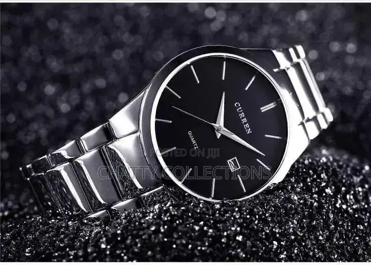 Black Ms Silver Curren Round Face Gents Watches With Date Display