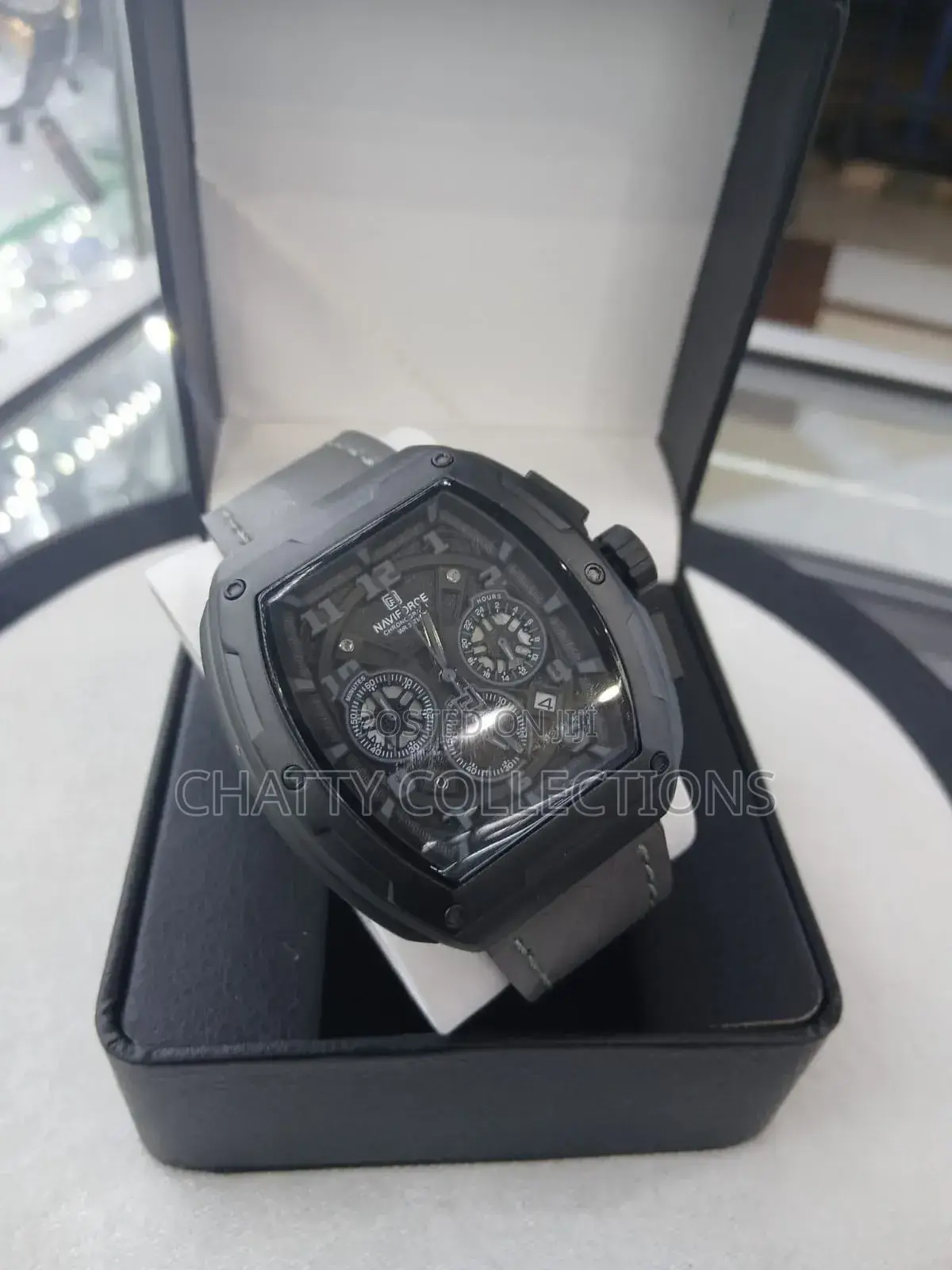 Black Naviforce Gents Watches With Black Leather Strap