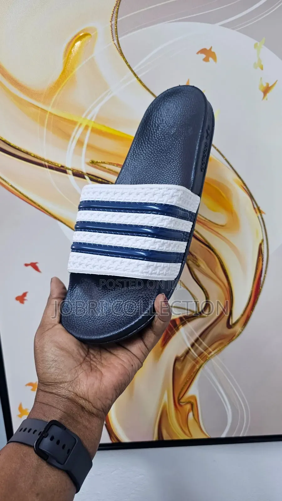 Navy Blue Adidas Rubber Slides