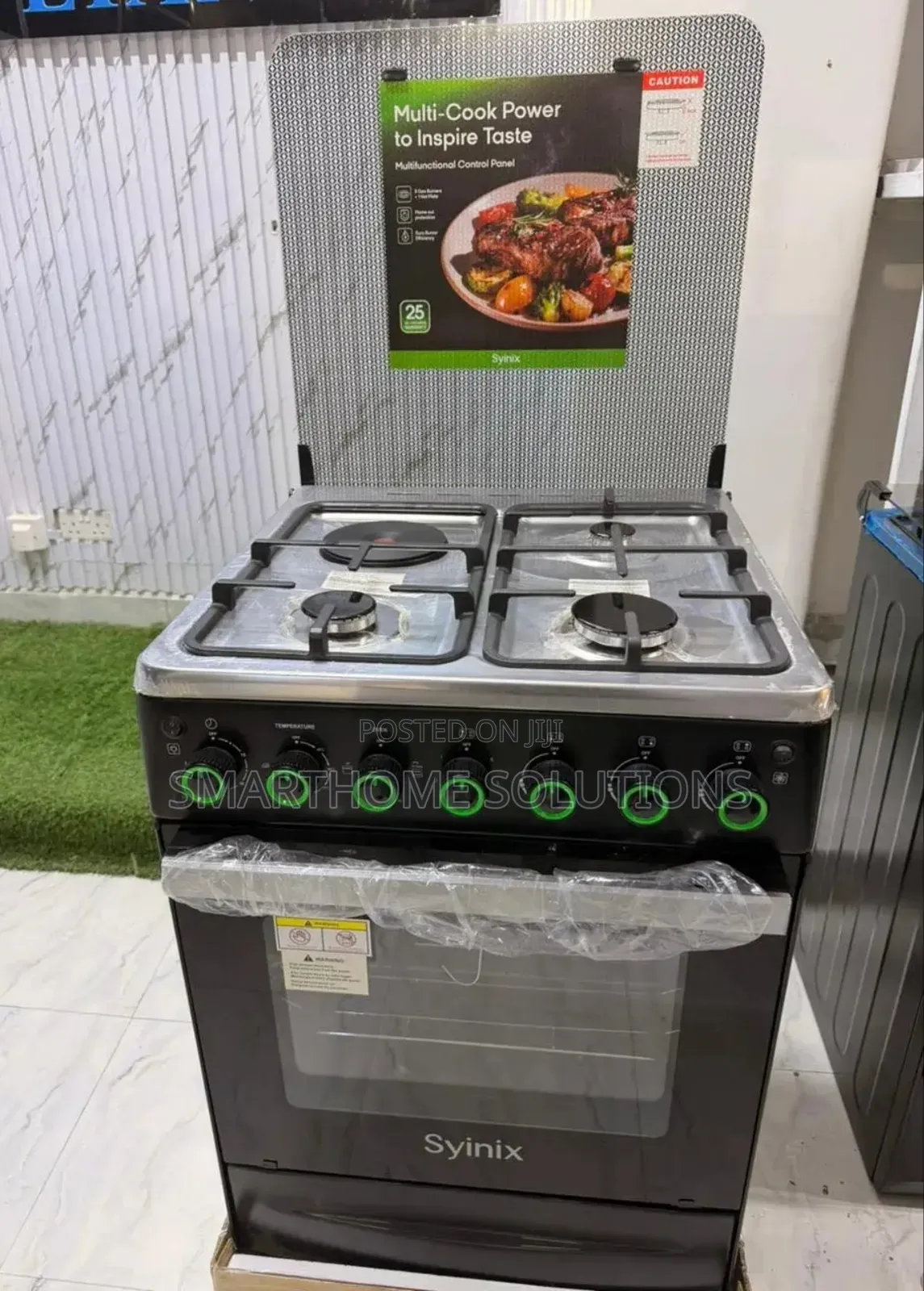 Syinix Cooker 3 Gas + 1 Electric Burner Electric Oven 60×60