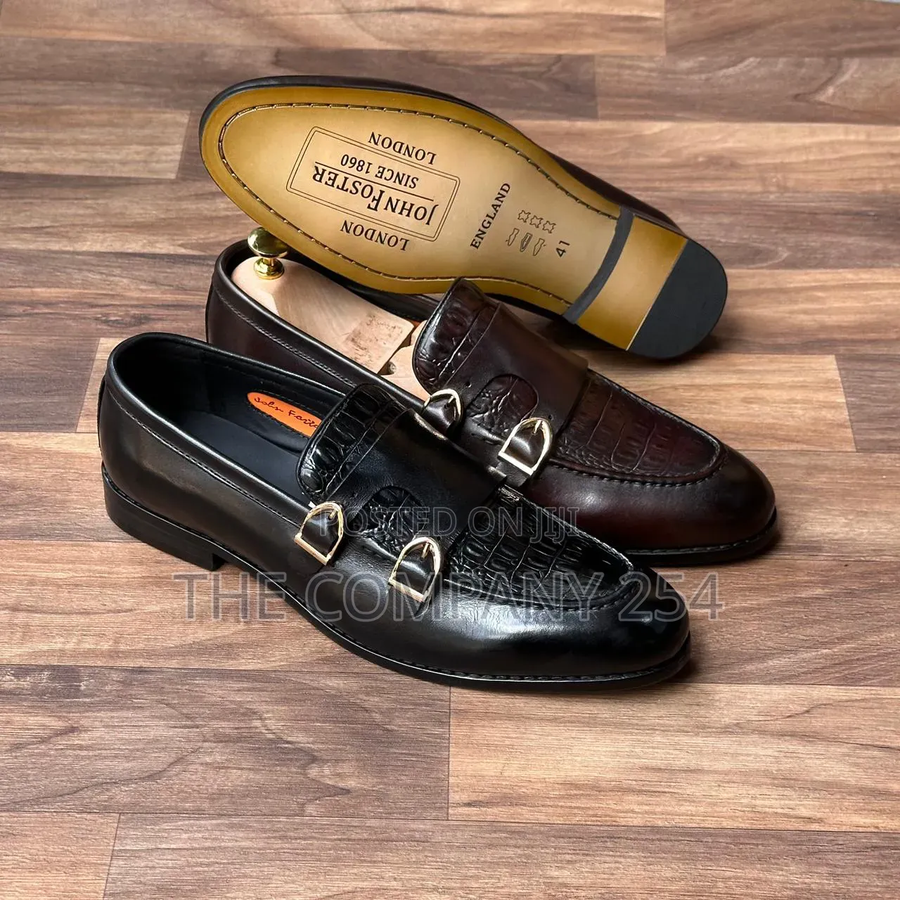 Quality Leather Casual Double Monk Men Slip on Casual Shoes