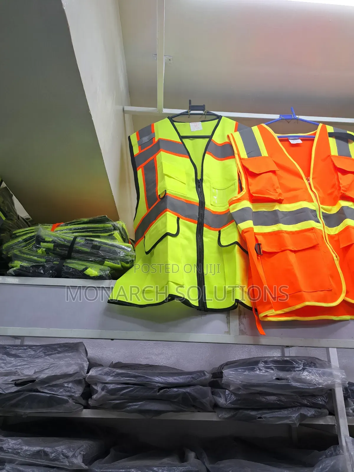 Double Orange And Green Reflective Lining Vests