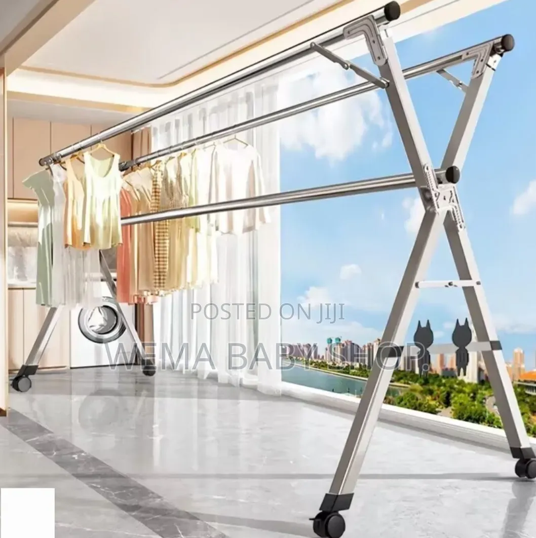 Stainless Steel Foldable and Extendable Clothes Drying Rack Upto 2.4m)