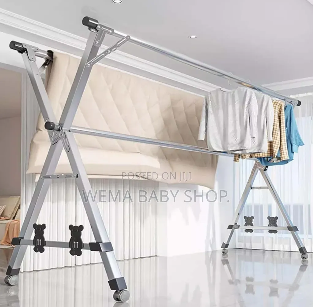 Stainless Steel Foldable and Extendable Clothes Drying Rack Upto 2.4m)