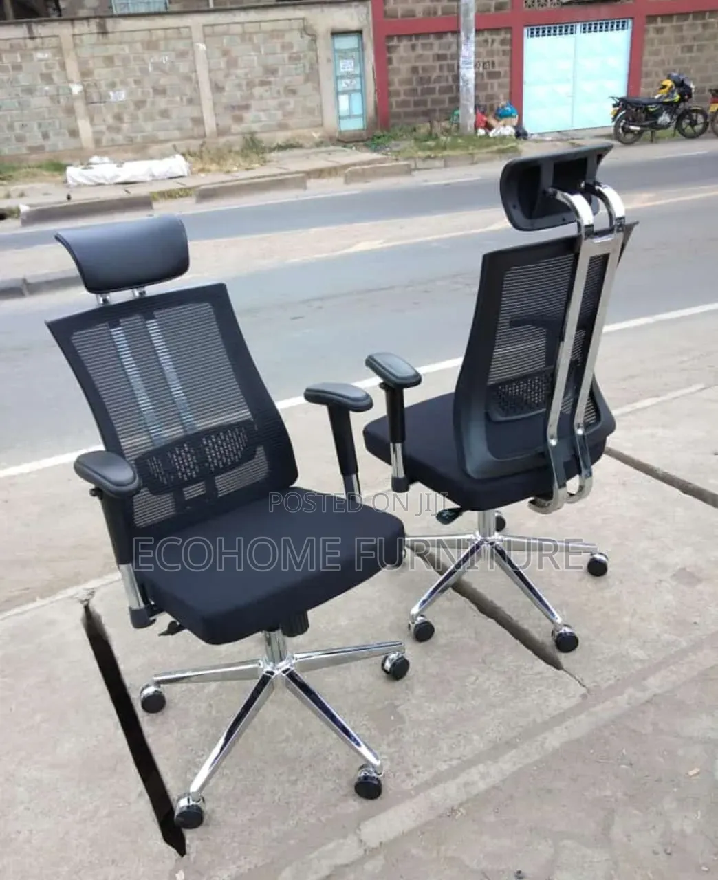 High - Back Mesh Chair With Headrest and Chrome Base