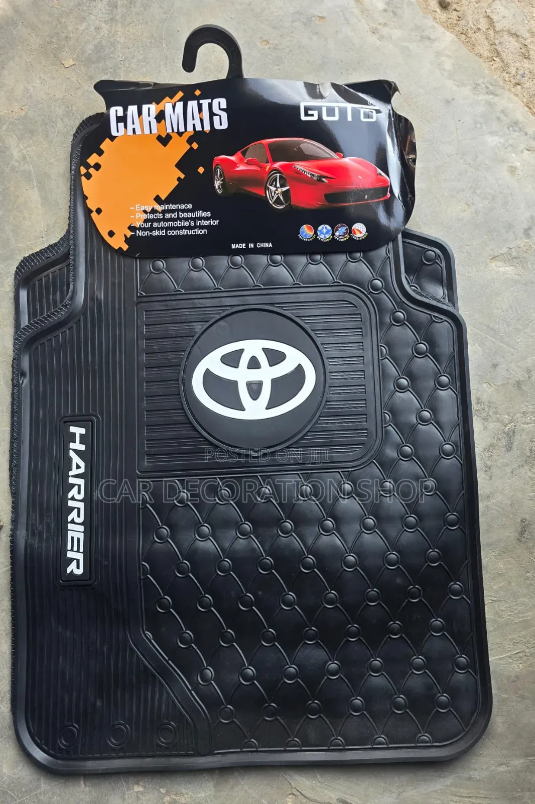 Toyota Harrier White Logo Branded Black Carpet Mats