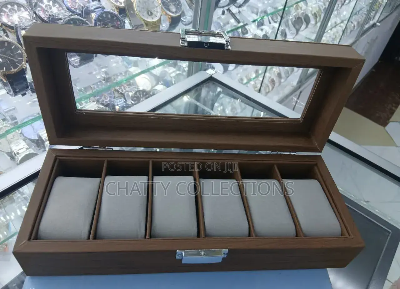Dark Brown Classy Unisex 6 Slots Watch Organisers