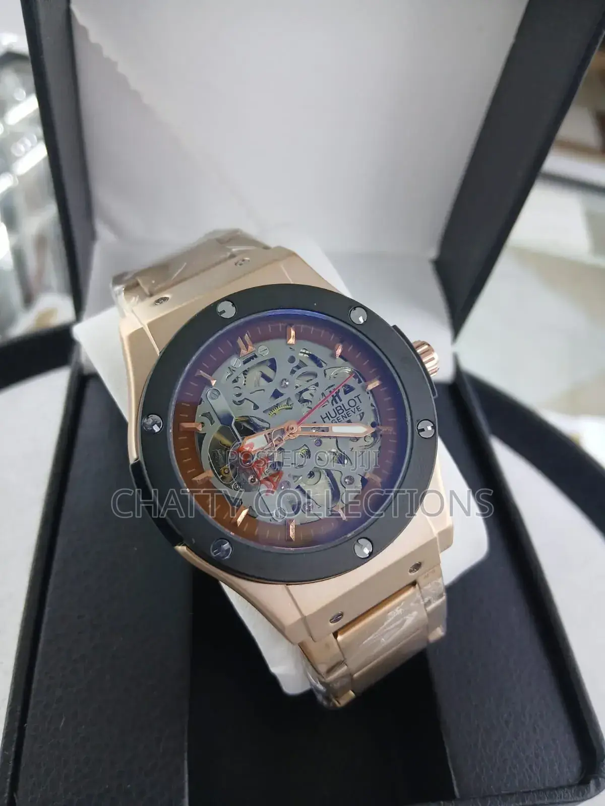 Gold With Black Ring Men's Stainless Hublot Automatic Watches