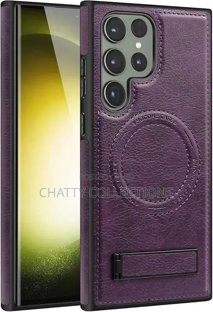 Mulberry Magnetic Leather Samsung Phone Case With a Stand