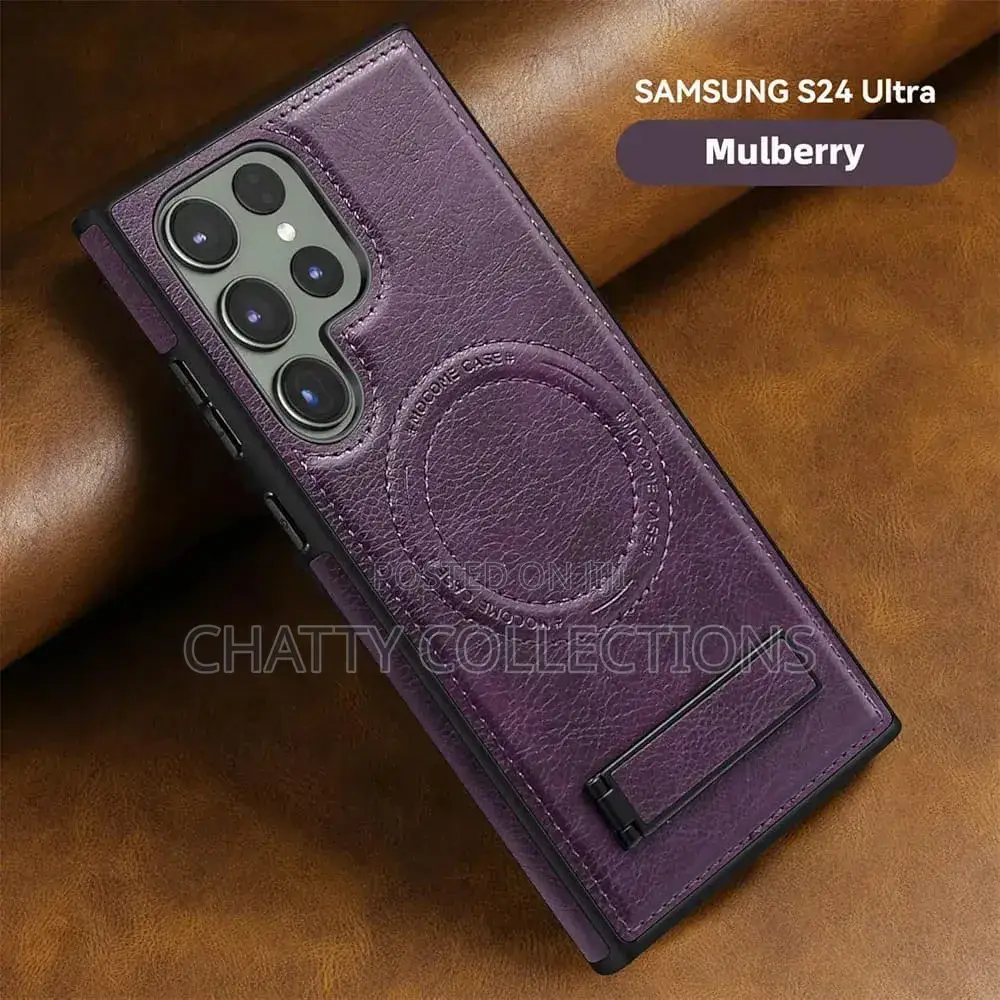Mulberry Magnetic Leather Samsung Phone Case With a Stand