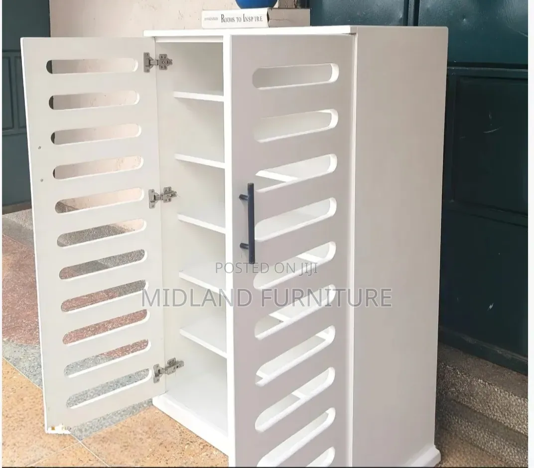 Modern Shoe Rack Cupboard With Slatted Doors