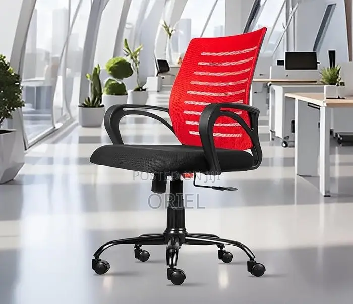 Office Chair : Red Ergonomic Home Office Mid-back Chair