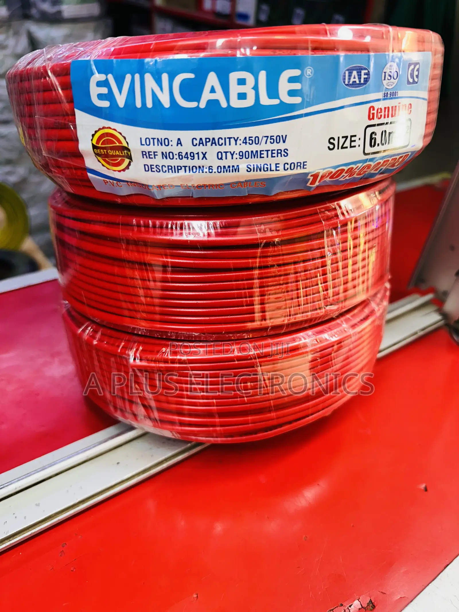 Evincable 6.0mm Red Single Core Wiring Cable 90m – Professional Grade