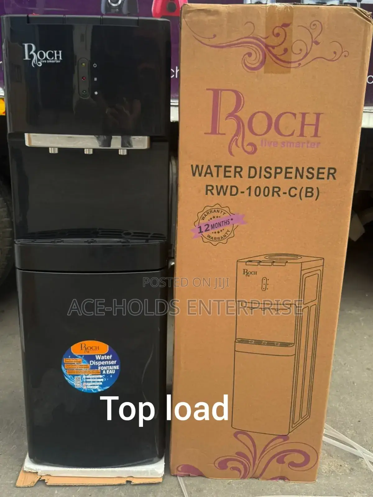 Roch 3 Taps Water Dispenser With Compressor (Black/ White)