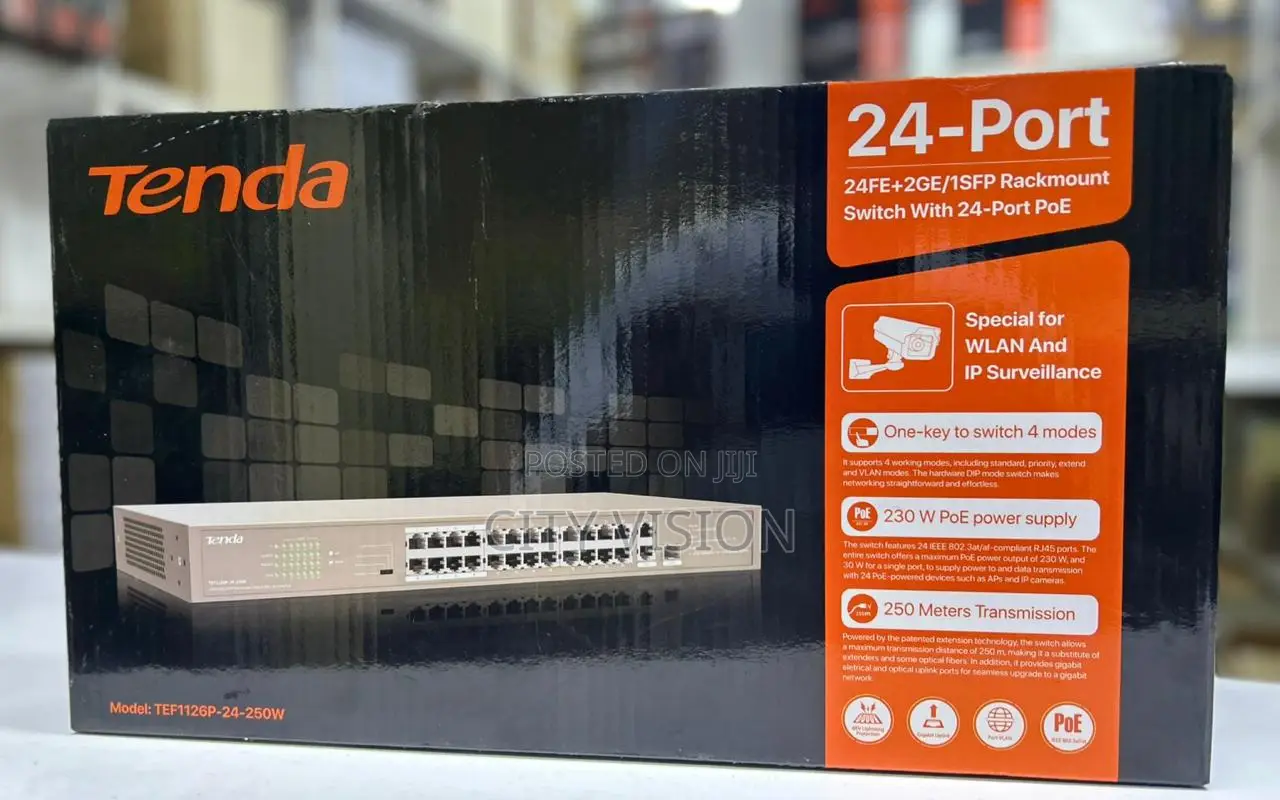 Tenda Tef1126p-24-250w 24-Port Poe Switch