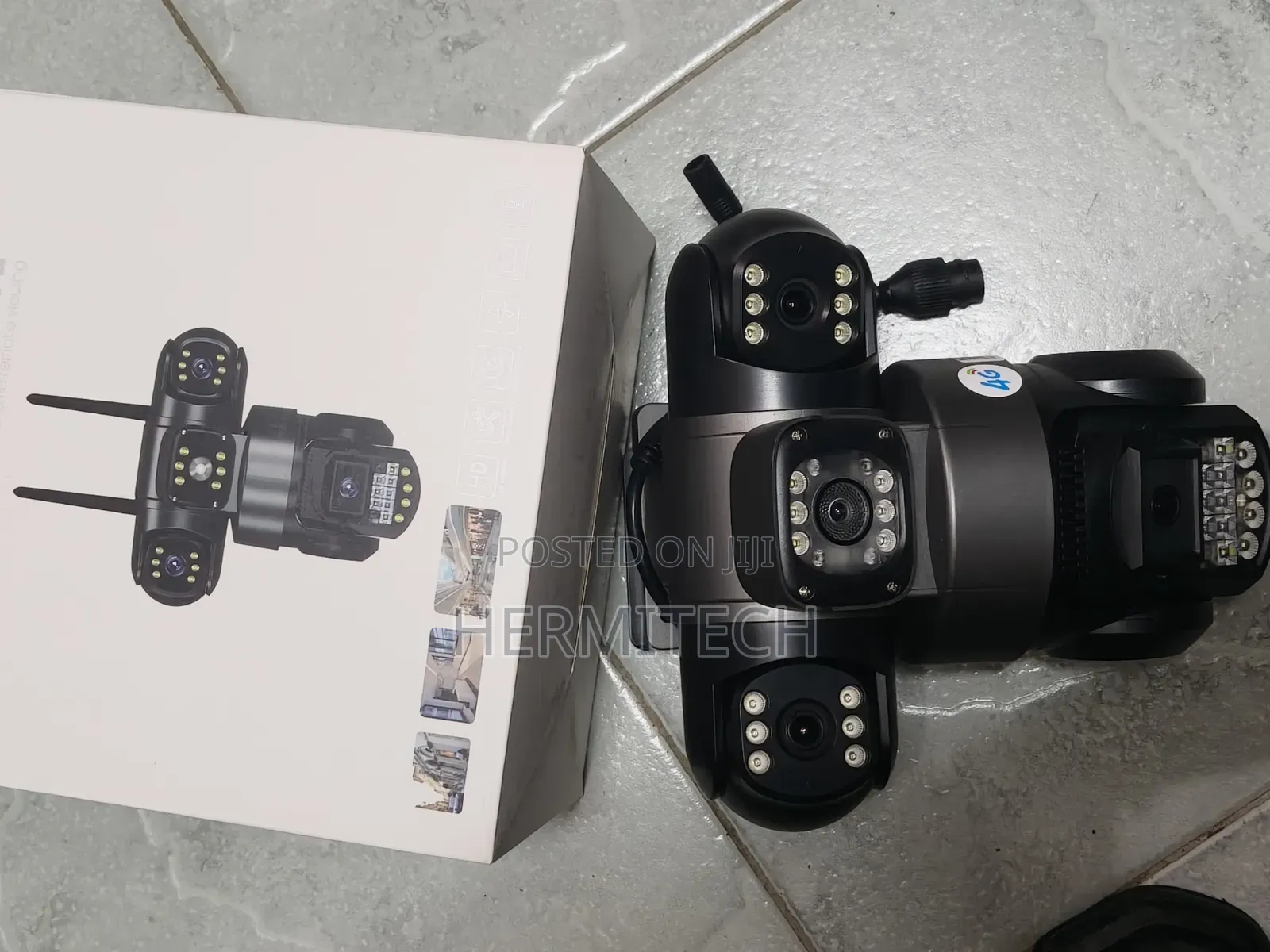 V380 4g Triple Lens CCTV PTZ Camera Electric Model Has Ethernet Cable