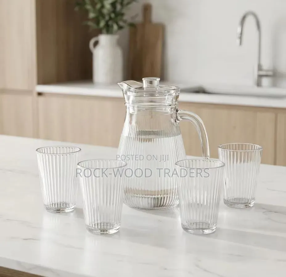 Ribbed Jug Set 1jug And 4 Glasses