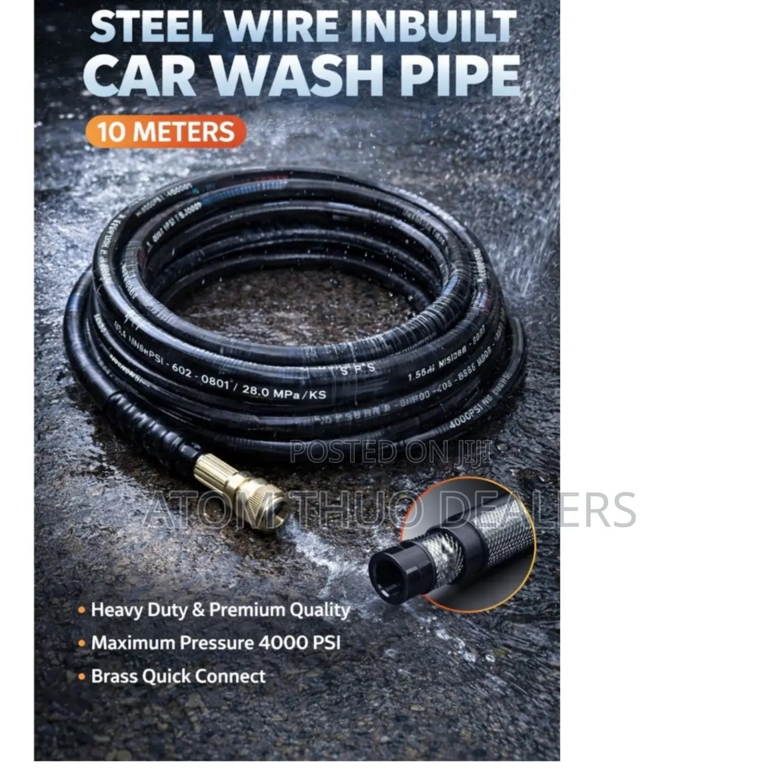 Steel Wire Inbuilt Car Wash Pipe 10 Meters