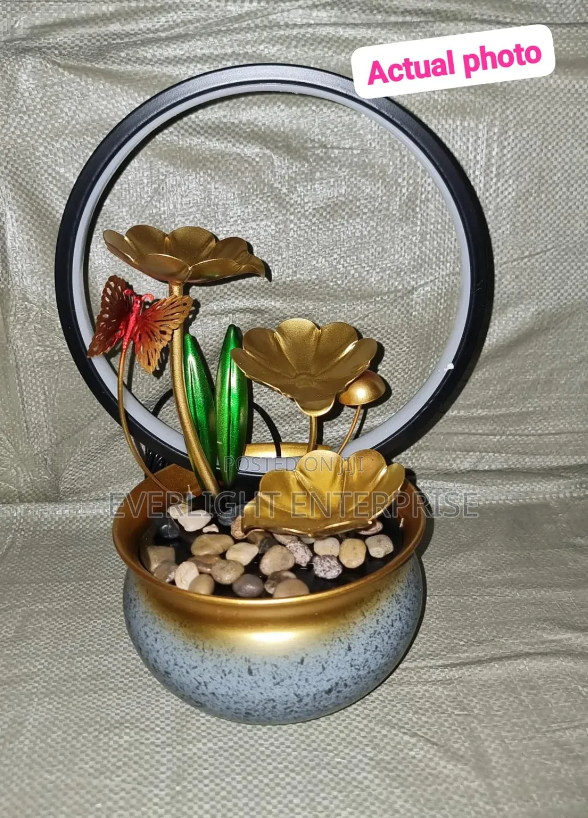 Elegant Led Electric Mini Water Fountain In A Metallic Pot