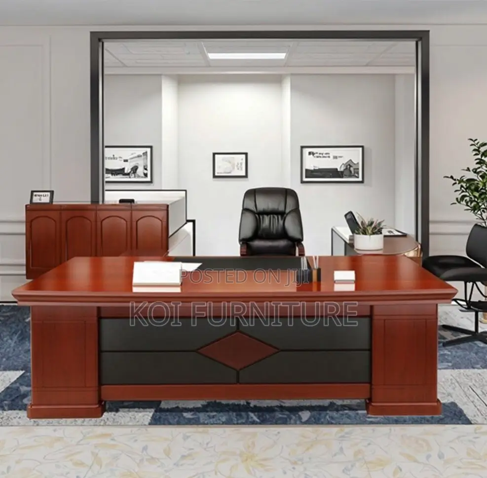 Office Desk : 2.0m Executive Office Desk With a Mahogany Finish