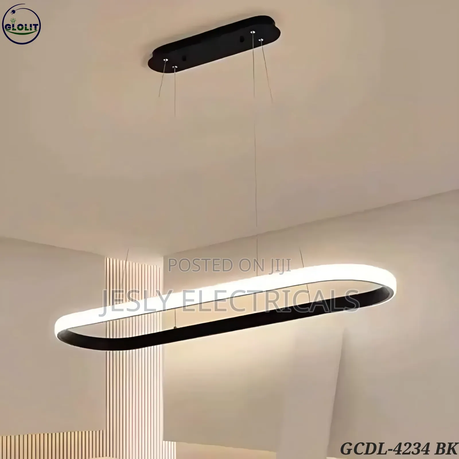 Glolit GCDL-4234 Bk Modern Racetrack Led Pendant Light