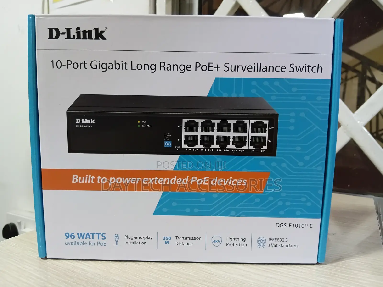 D-Link 10port Gigabit Long Range Poe Surveillance Switch - Black