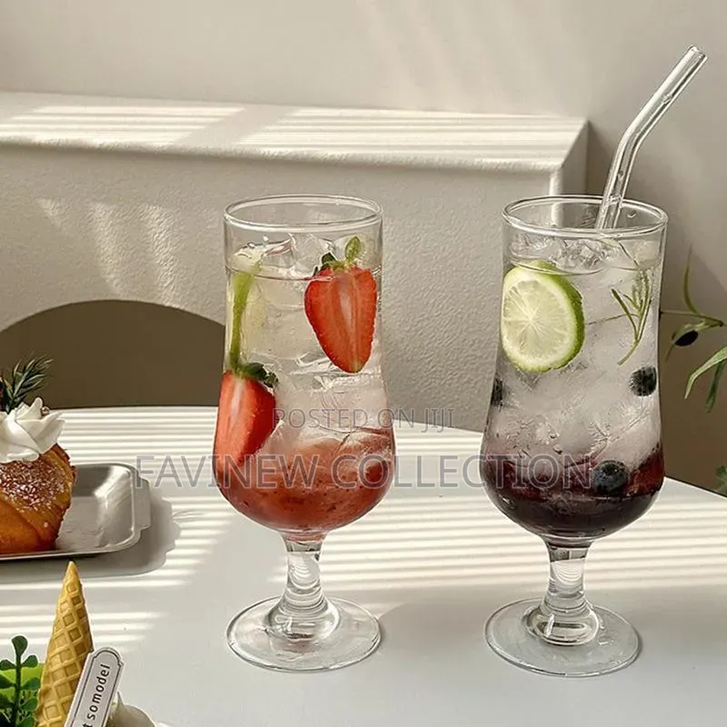 6pcs Retro Glass Goblet Transparent Glass