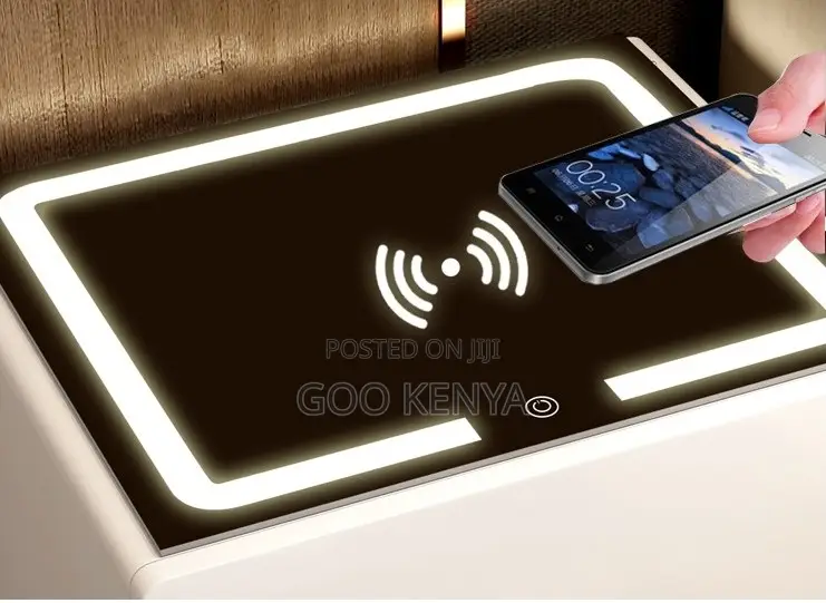 Bedside Cabinet; Modern Wooden Bedside Cabinet With Led Night Light
