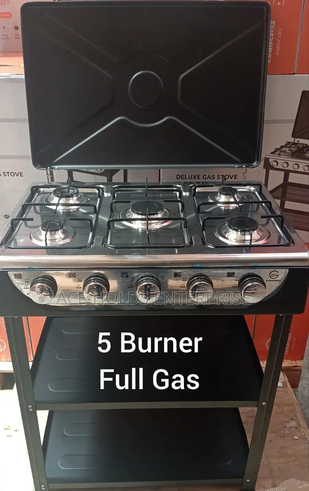 Eurochef 5 Burner Standing Gas Cooker With Shelves