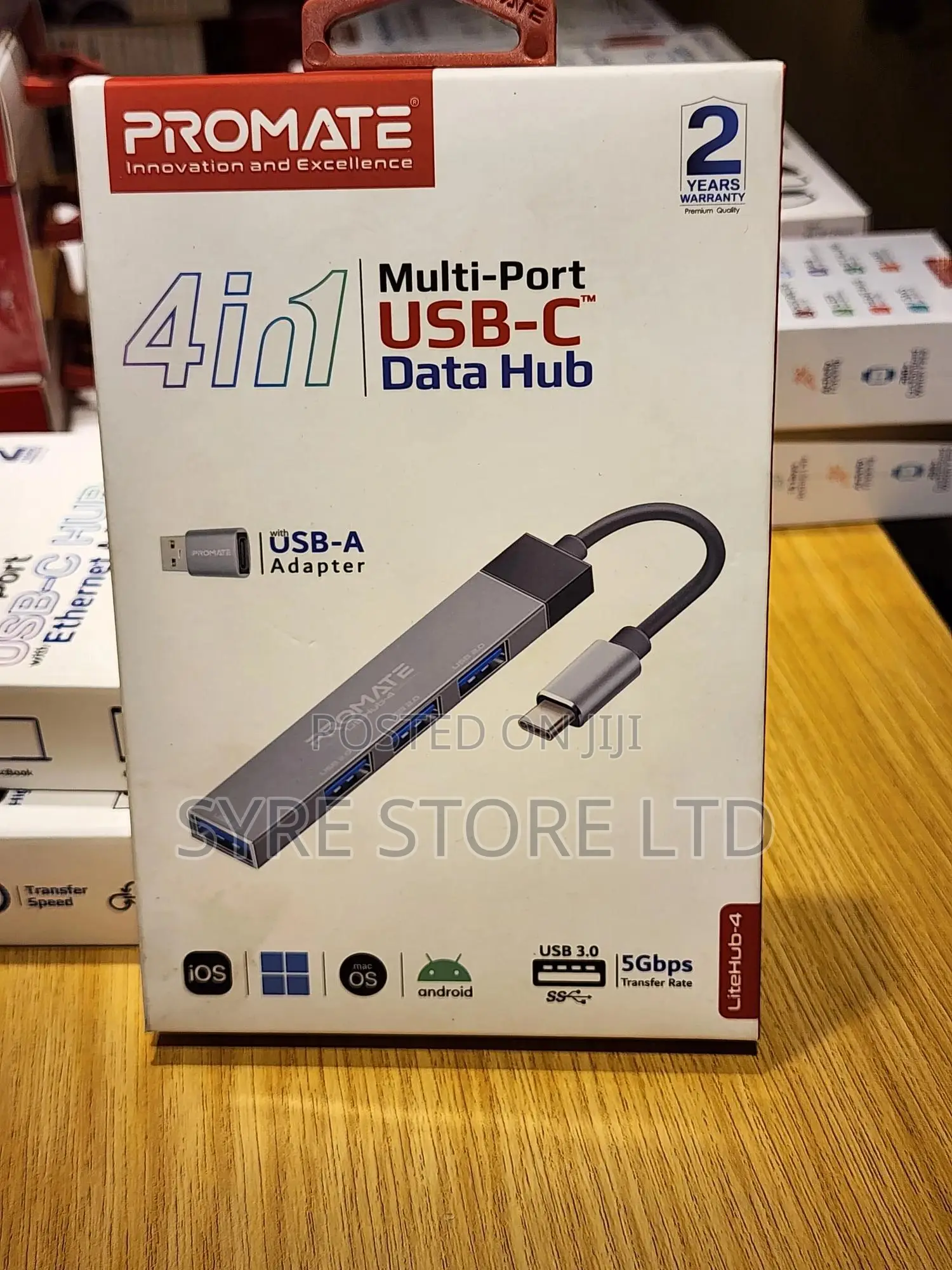 USB-C 4-Port Hub With USB-a Adapter-Promate Litehub-4