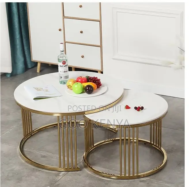 Coffee Table; High-End Modern Gold Convertible Coffee Table
