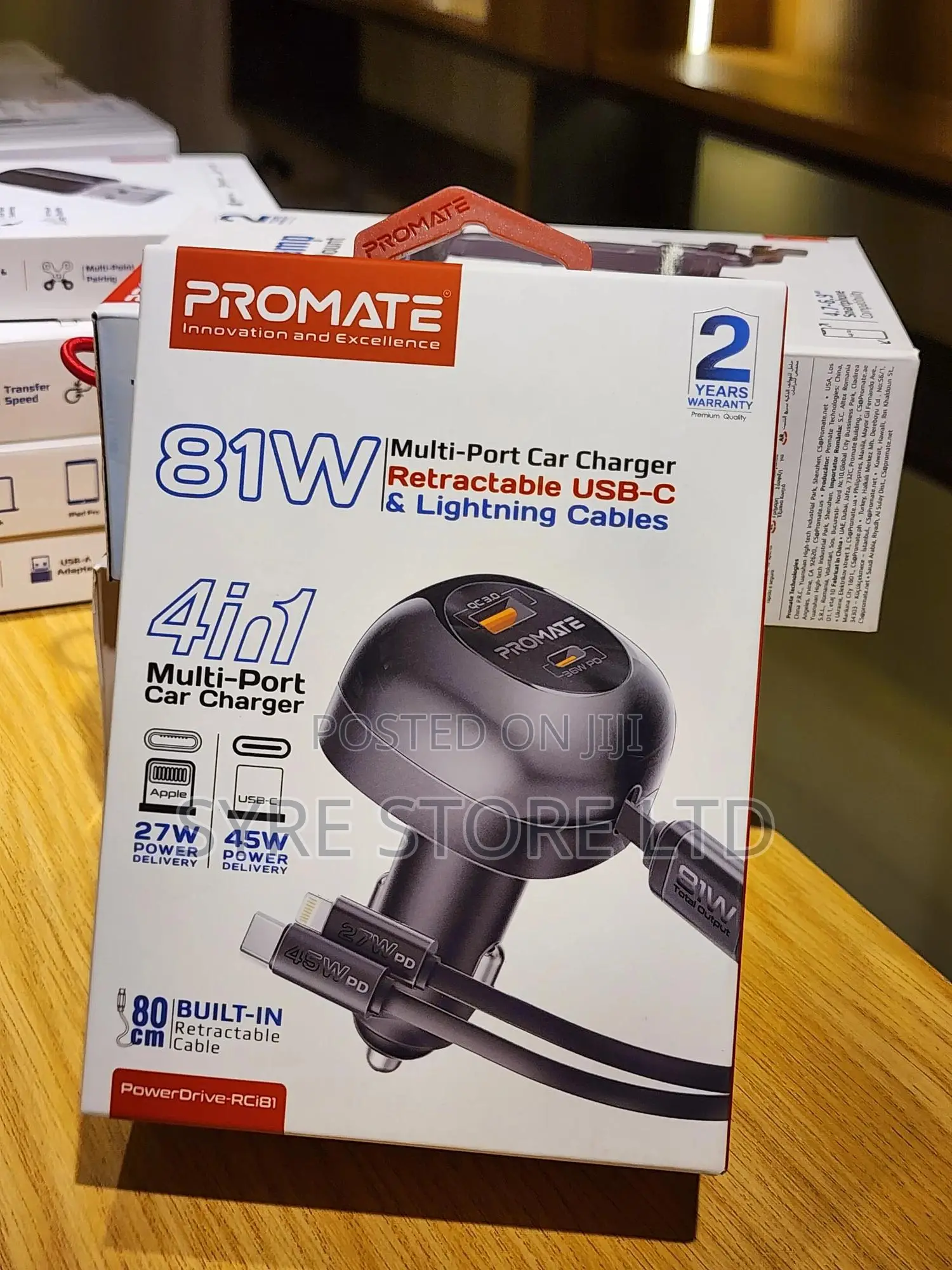 81w Retractable Fast Car Charger Usb-C – Promate Powerdrive-Rci81