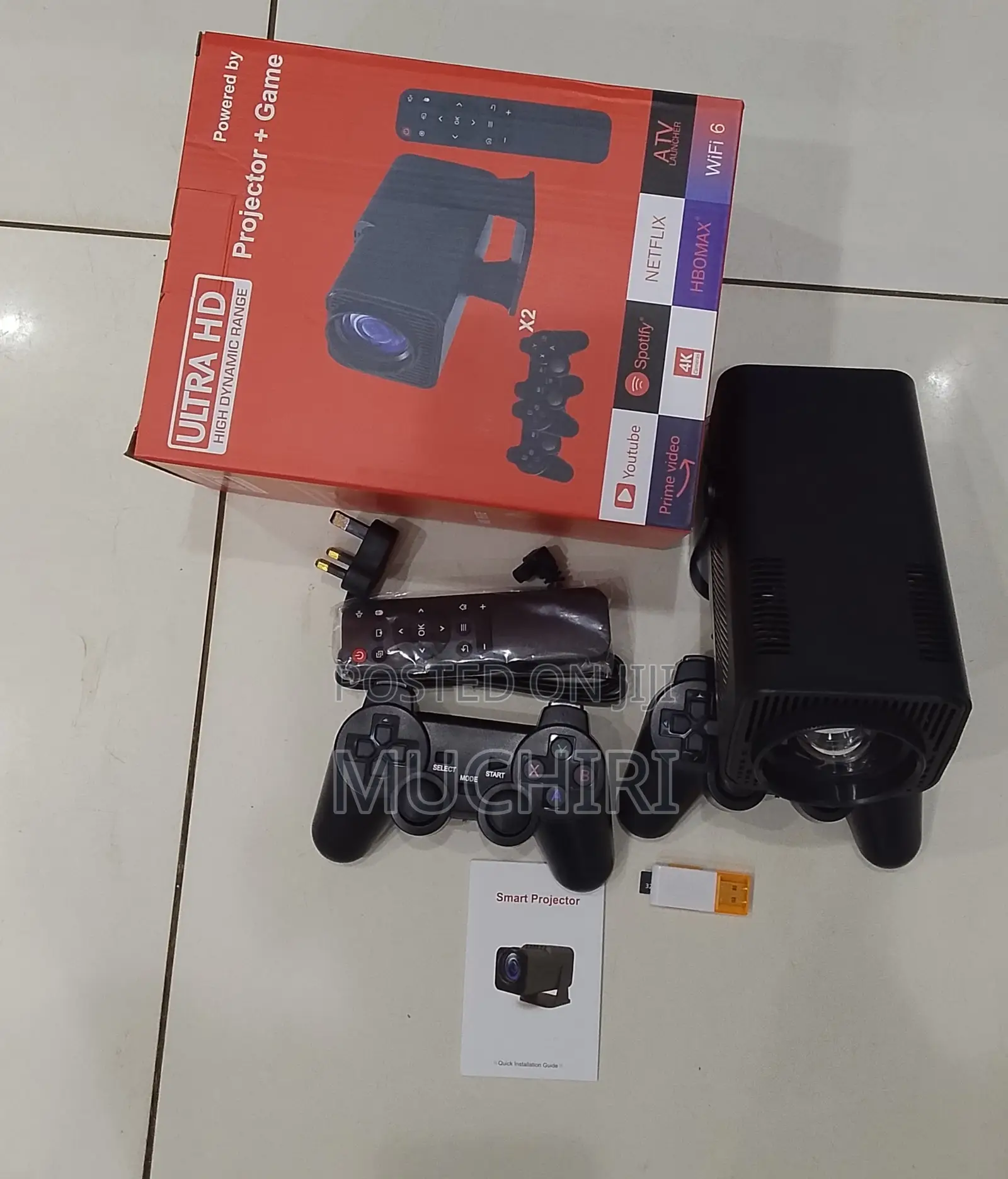 Wifi Hy320 Game Projector With Gaming Controller Uk Plug - Black
