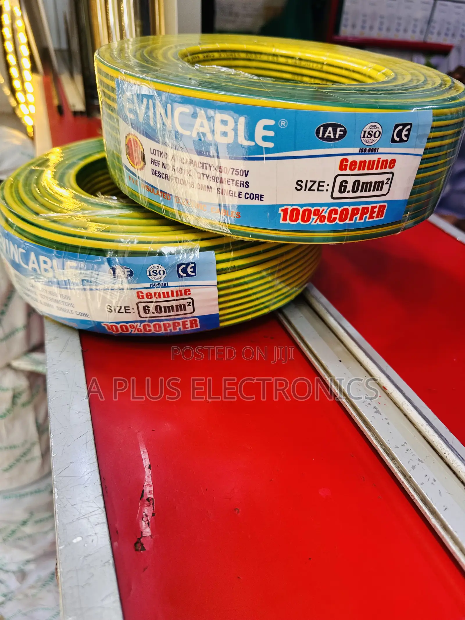 Evincable 6.0mm Green Yellow Single Core Wiring Cable 90m – Durable