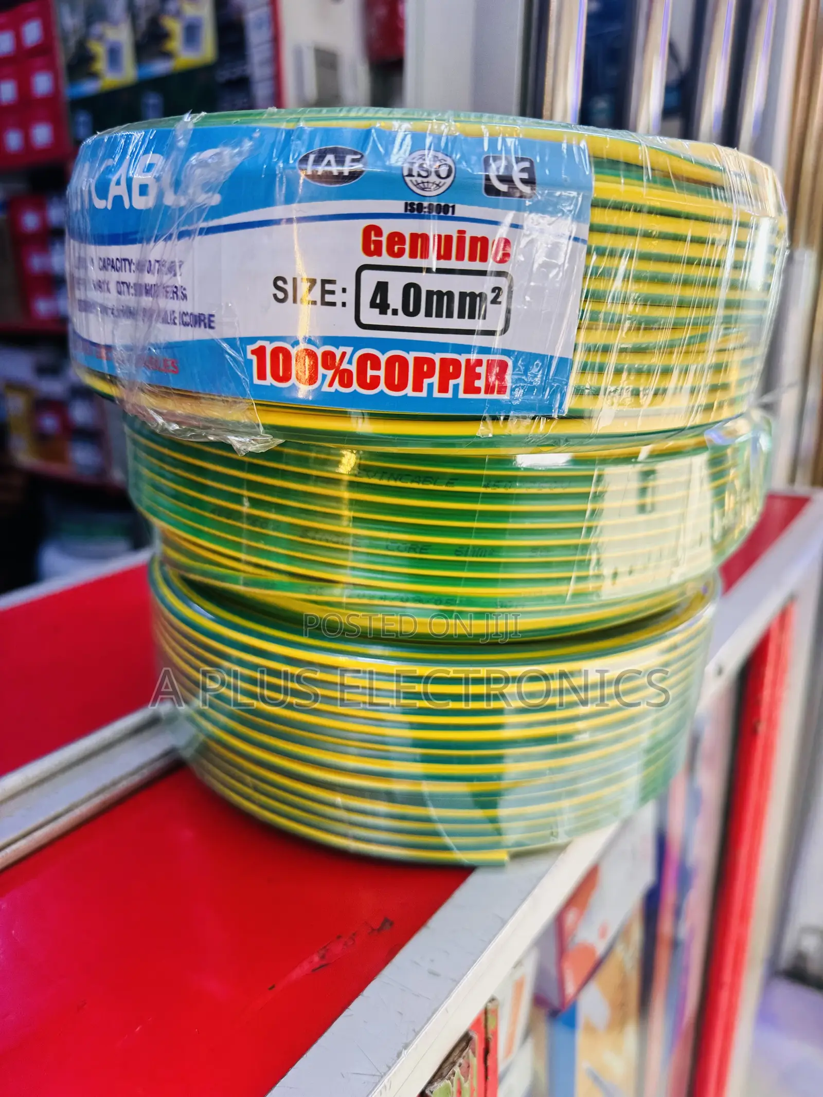 Evincable 4.0mm Green Yellow Single Core Wiring Cable 90m-Ideal Wiring