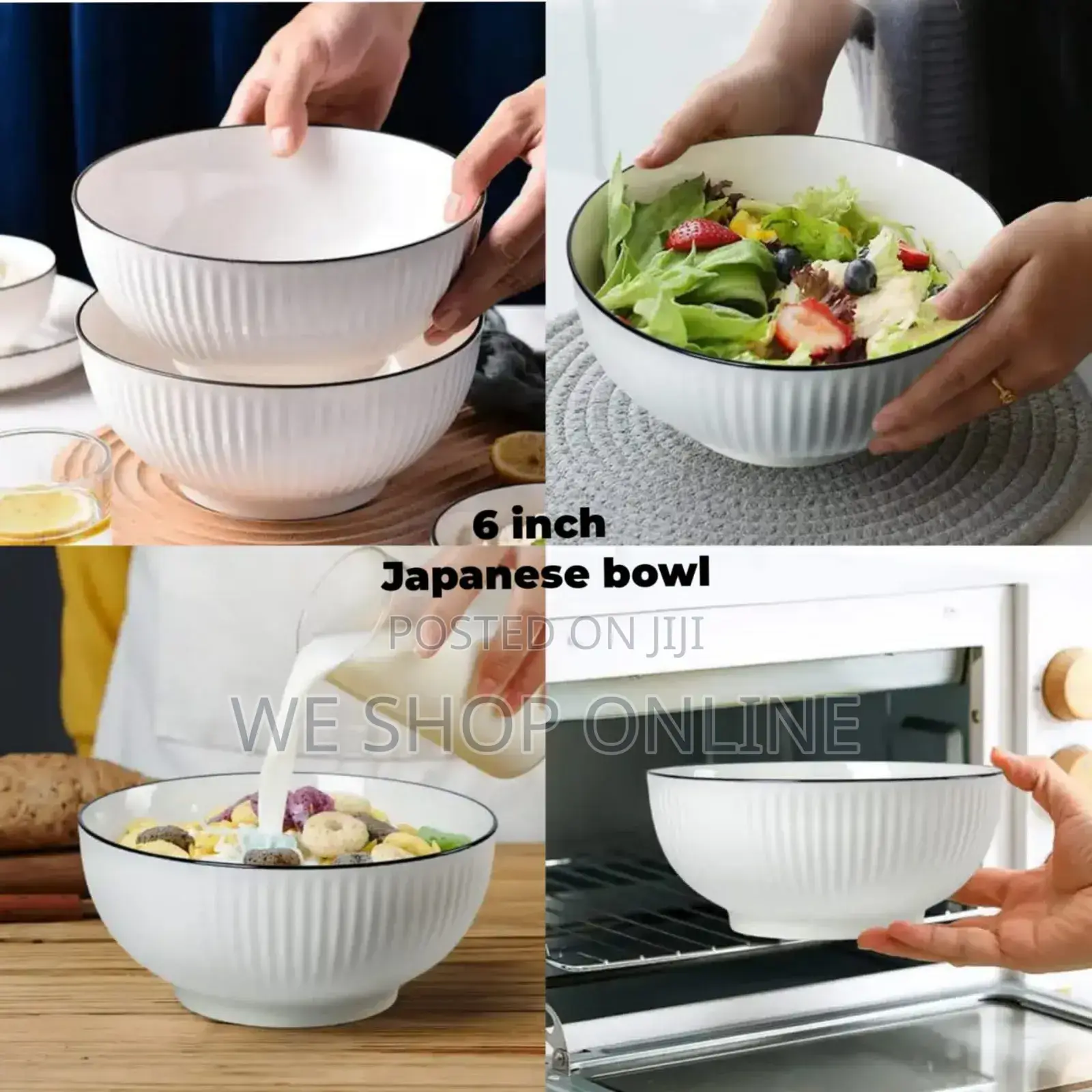 Japanese 6pcs Deep Ceramic Soup Bowls