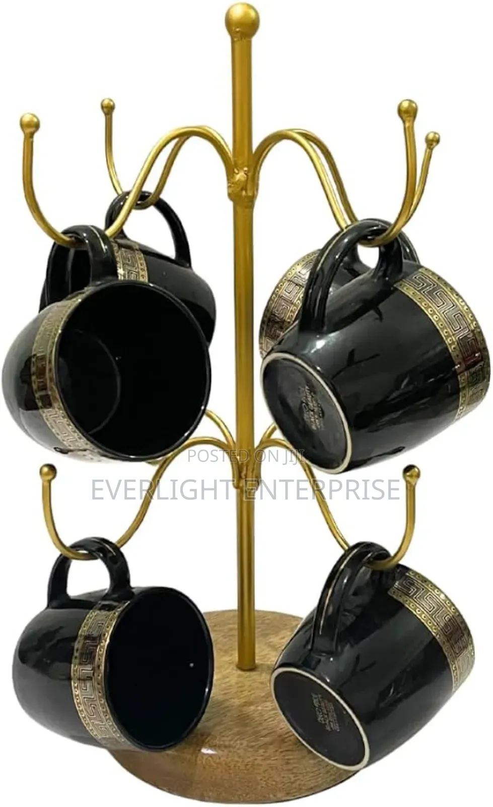 8 Slot Golden Cup Stand on a Bamboo Base