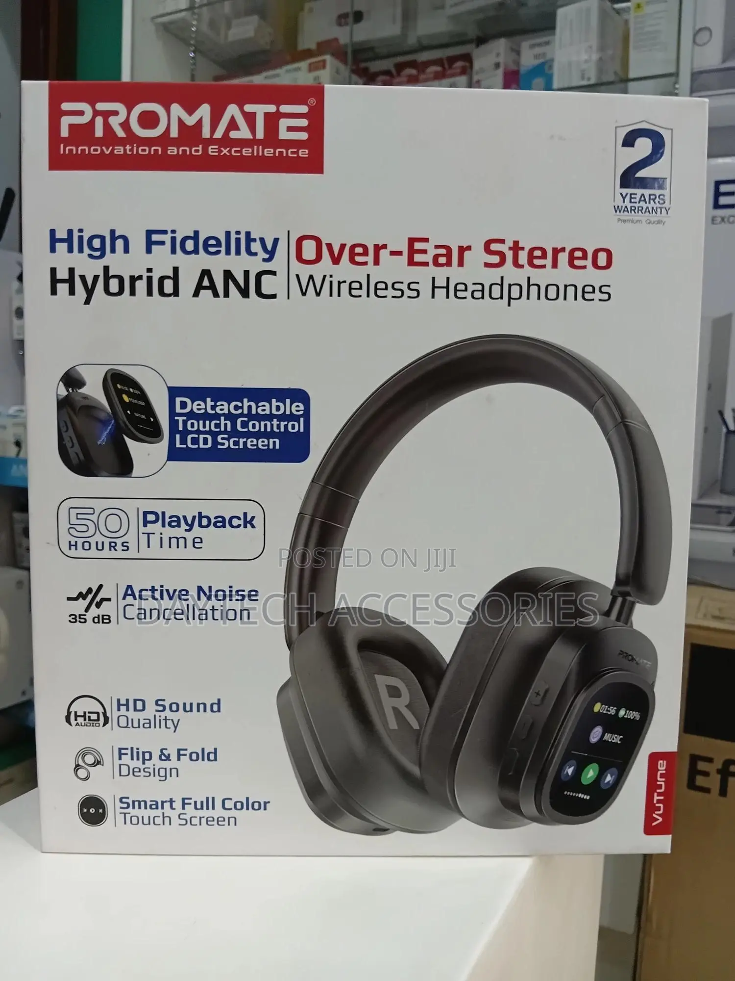 Promate Vutune – Hybrid Anc Headphones With LCD Touch Controller