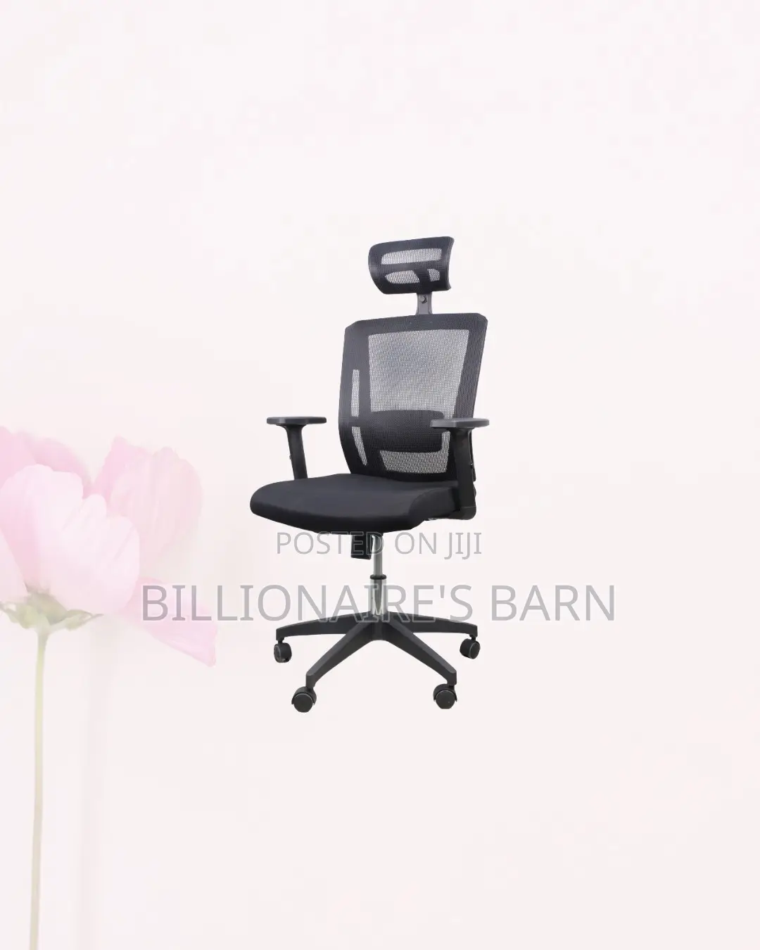 Black Mesh Office Chair Ergonomic Headrest With Nylon Base Solution