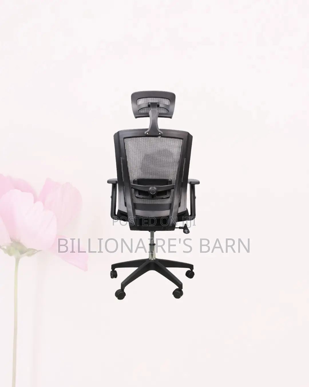 Black Mesh Office Chair Ergonomic Headrest With Nylon Base Solution