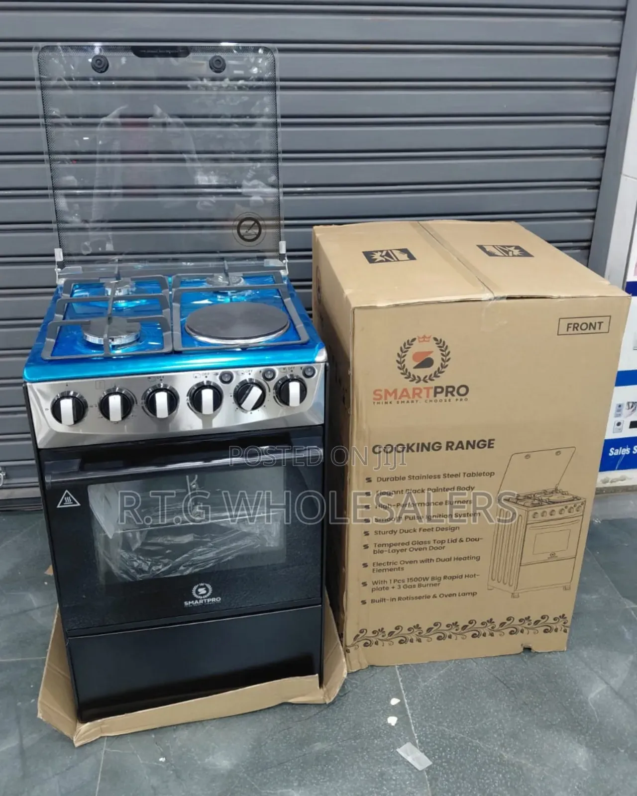 Smartpro 50x55 Cooker 3 Gas + 1 Electric Hotplate Oven