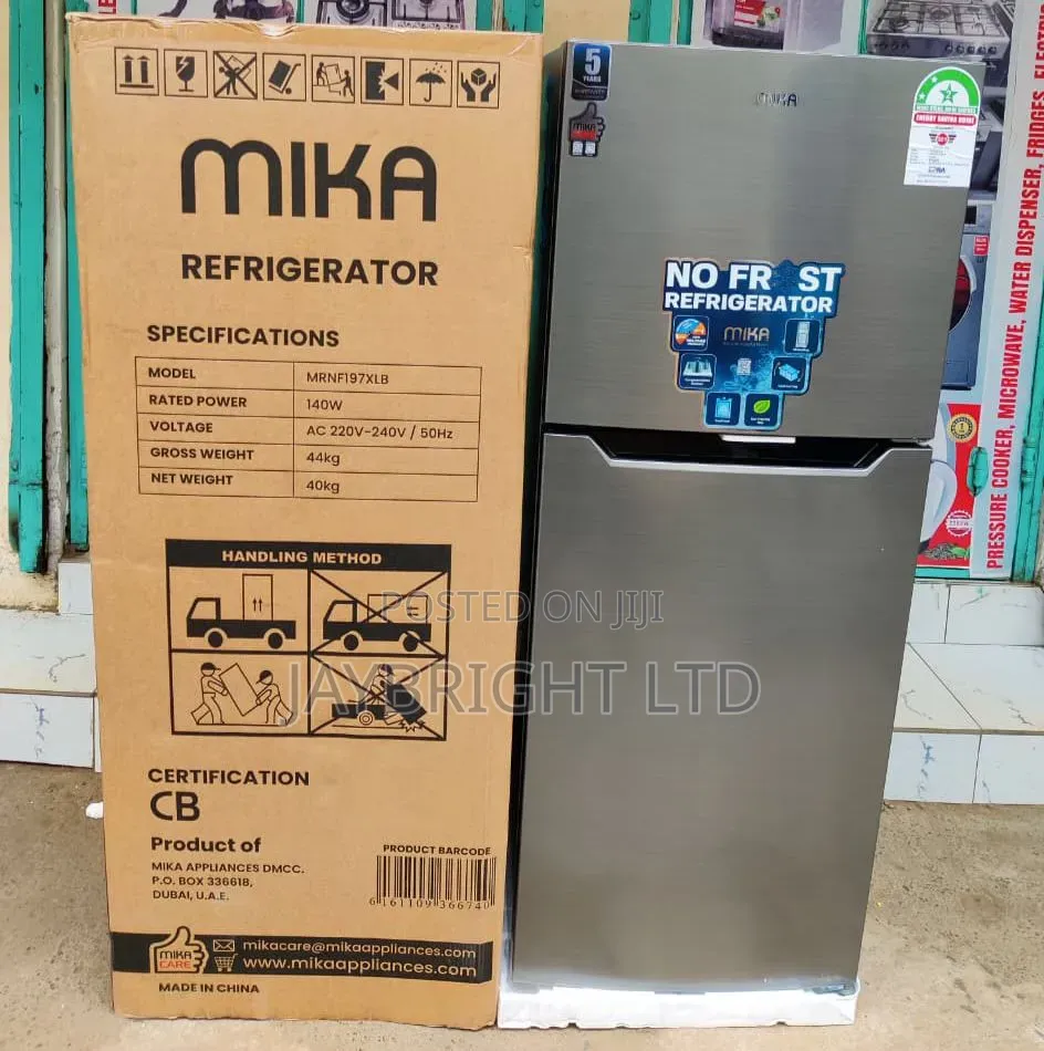 Mika Fridge, 2 Door Top Mount Freezer No Frost, 197l, Mrnf197xdm