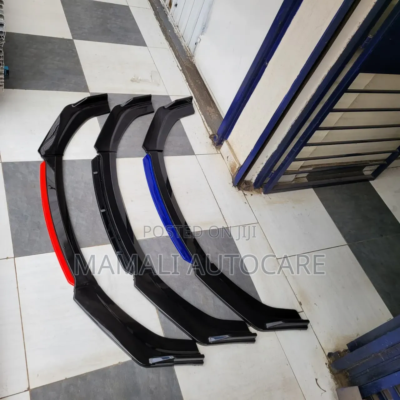 Universal Front Bumper Lip Kit – Black Plain / Red / Blue Trim