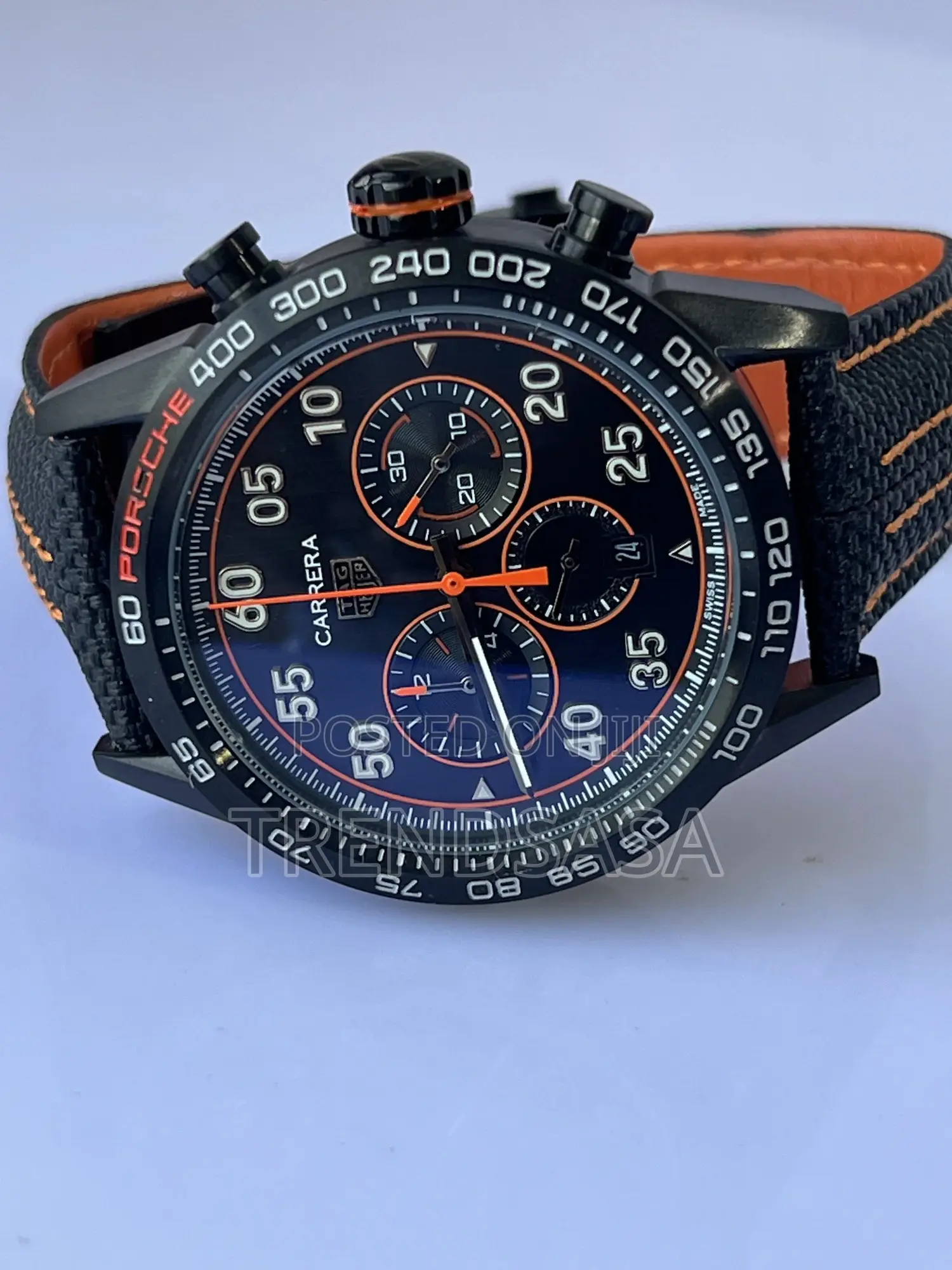 Tag Heuer Carrera Porche Canvas Straps With Orange Stitching