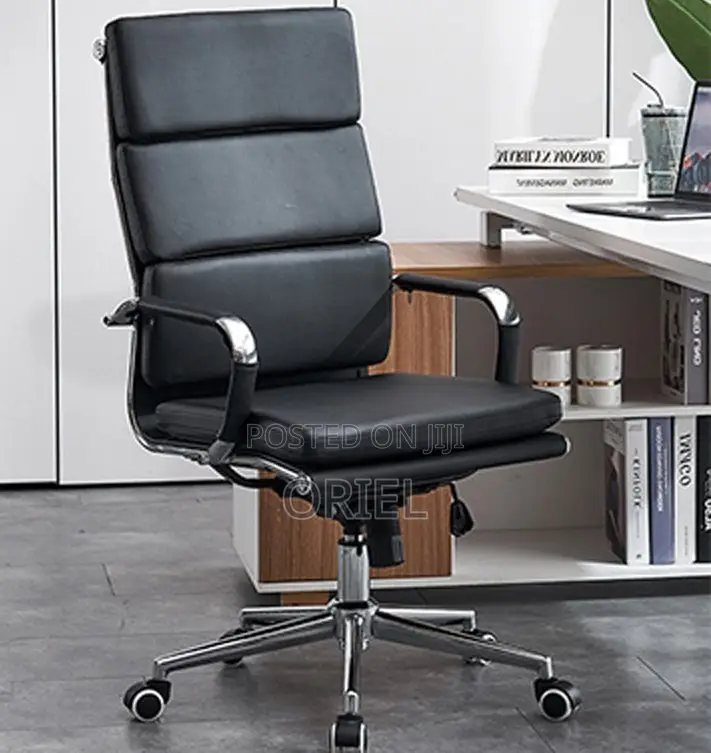Office Chair : Ergonomic Black Pu Leather Executive Office Chair