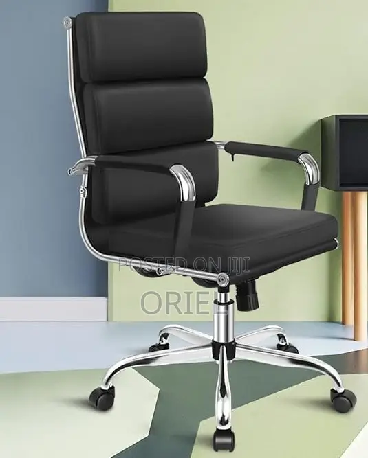 Office Chair : Ergonomic Black Pu Leather Executive Office Chair