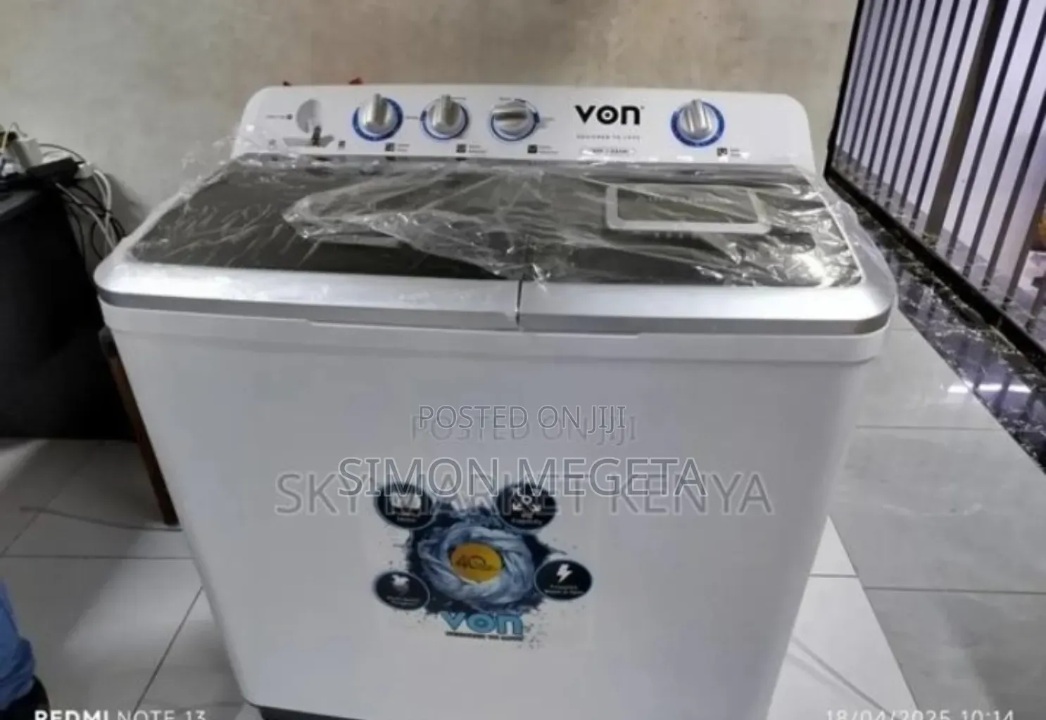 Clear White New Von 13kgs Washing Machine