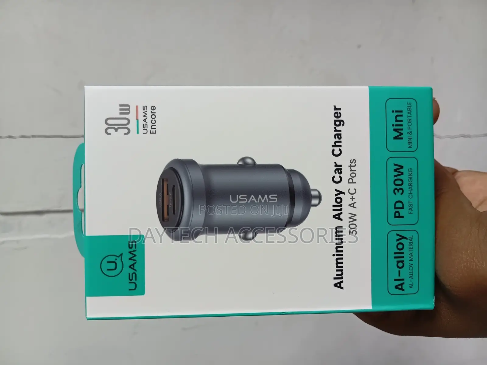 Usams Car Charger 30w 1xusb+ 1xusb-C Fast Charge