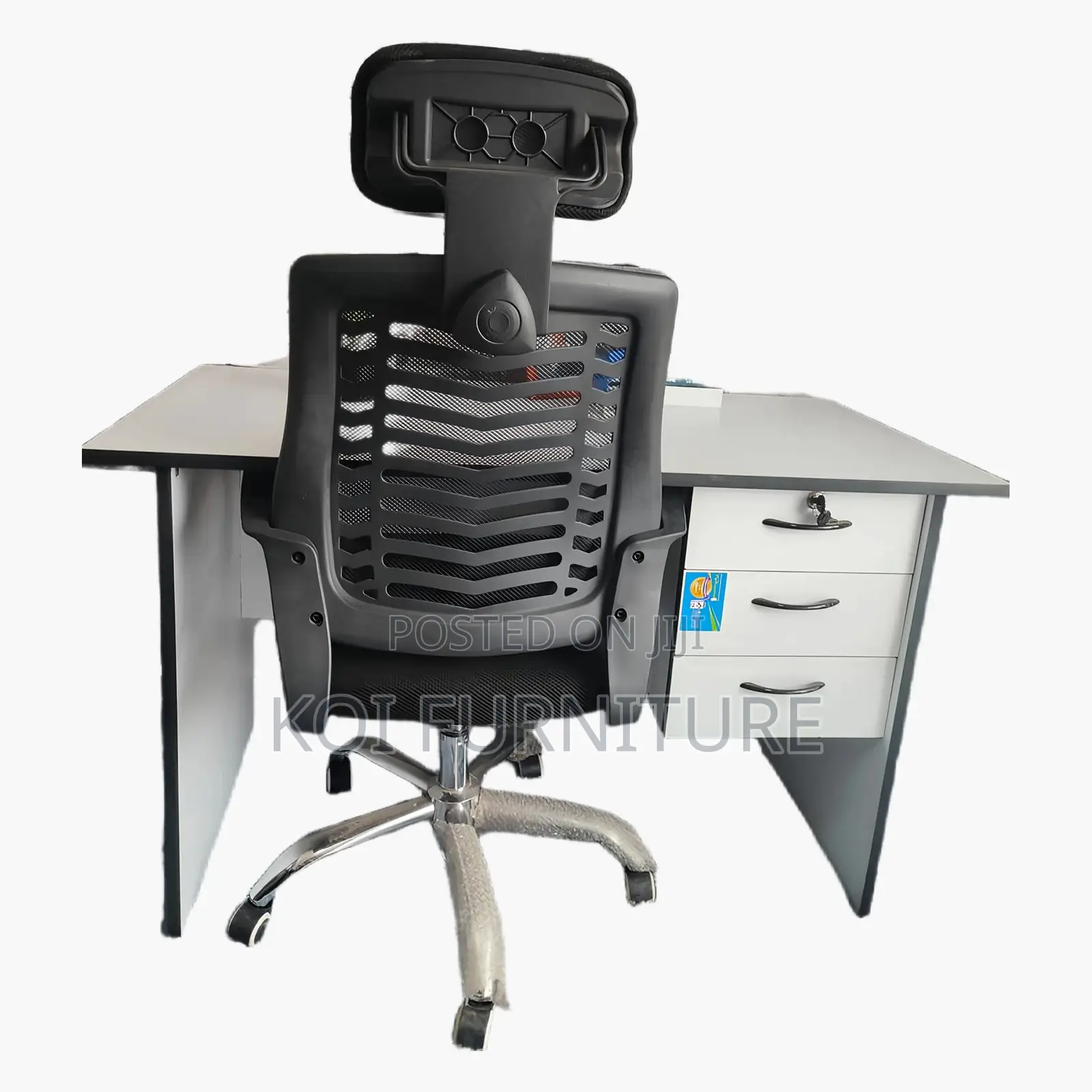 Office Desk; 0.9 Meters With Ergonomic Headrest Chair Combo